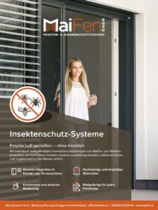 Deckblatt Prospekt MaiFen Insektenschutzlösungen mit Bild und Text